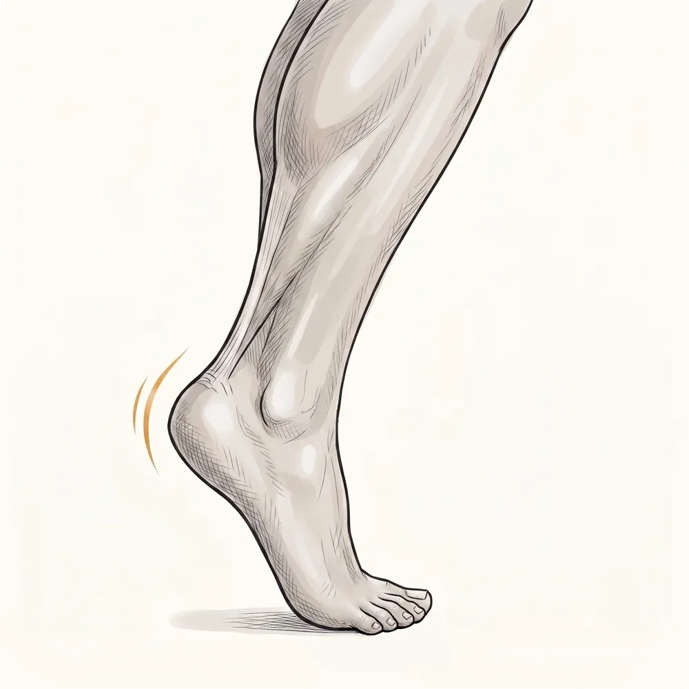 Illustration of a strong, healthy ankle rising onto tiptoe