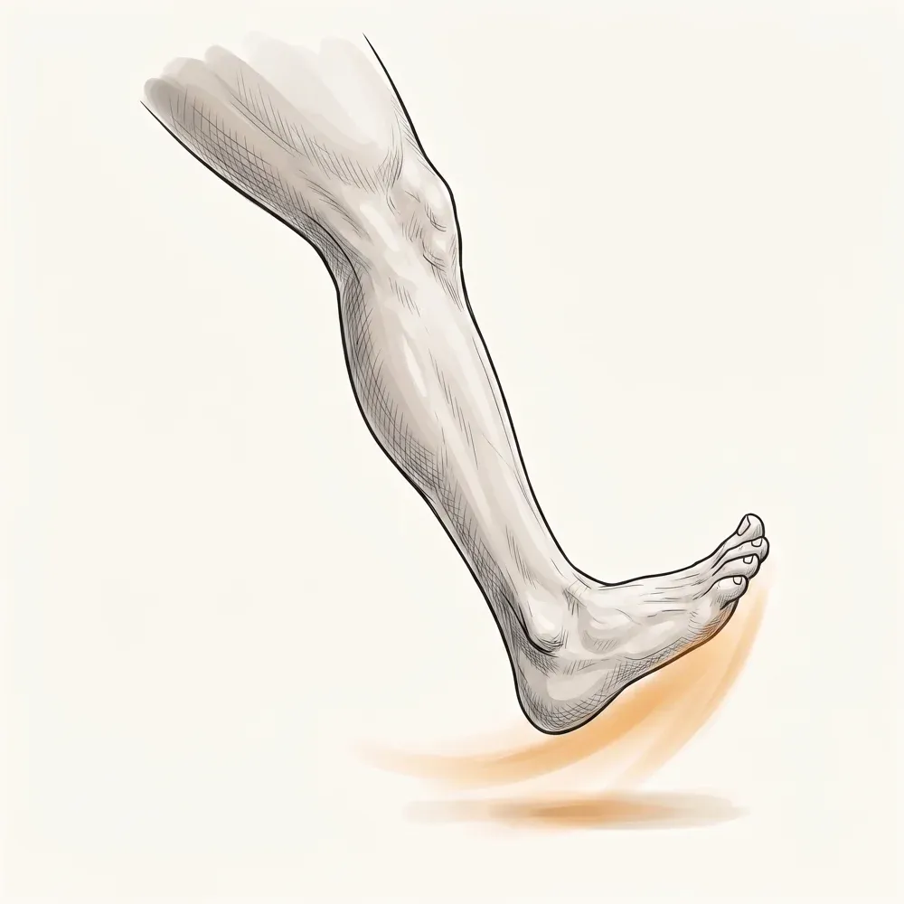 Illustration of a foot lifting cleanly with confident, normal gait