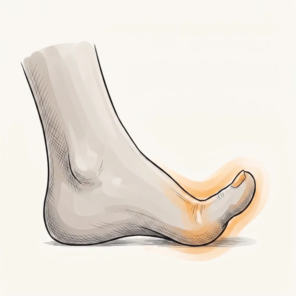 Illustration of a foot pushing off the ground with a flexible big toe joint