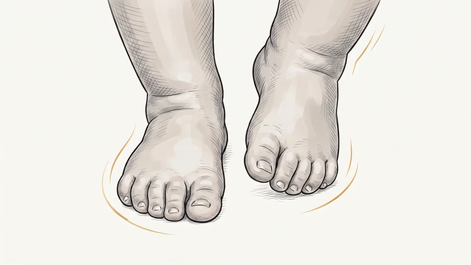 Illustration of a child's feet turned inward while walking