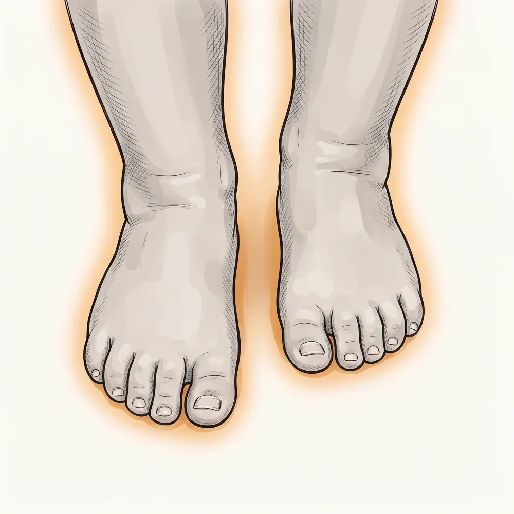Illustration of a child's feet walking with a straight, confident gait