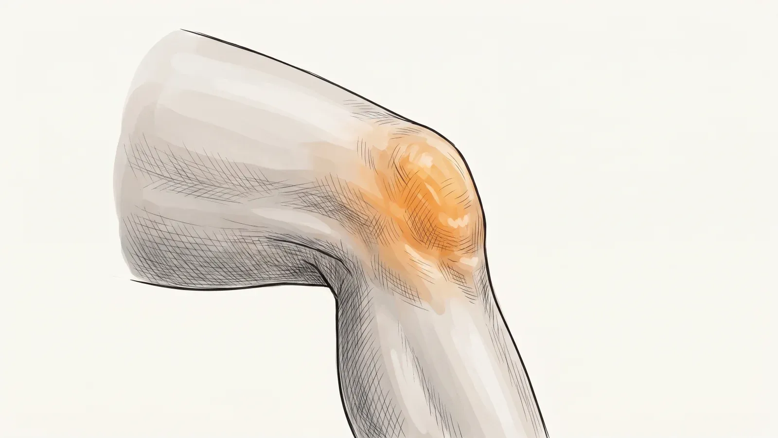 Illustration of a swollen, inflamed knee joint