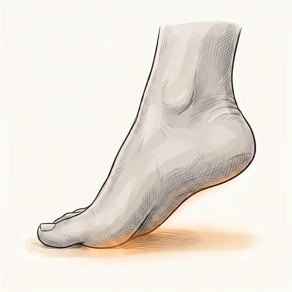 Illustration of a comfortable forefoot with toes evenly spaced