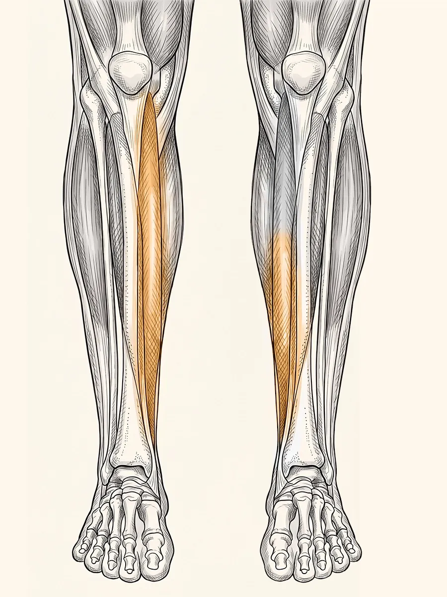 Illustration of an inflamed, tender shin from shin splints