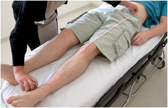 Measuring leg lengths from ASIS to medial malleoli